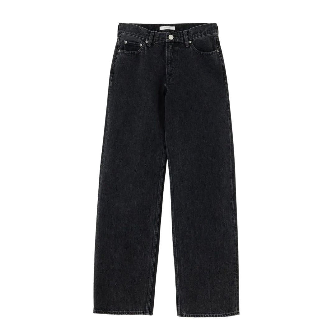 Premium Wide Leg Jean — Washed Black