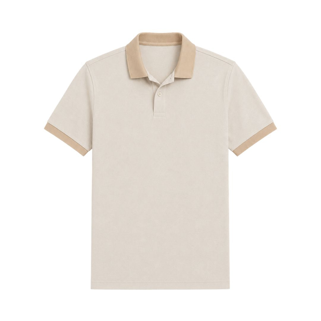 Premium Tipped Polo — Oatmeal Marle